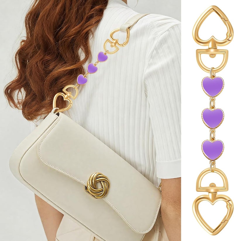 Tmtains 2Pcs Bag Extender Chain Gold Purse Extender Chain Heart Moon Purse Strap Extenders Purple Purses Strap Replacement Crossbody Bags Accessories for Women Cute Bag Charms for Handbags Tote Bags Supply - Image 4